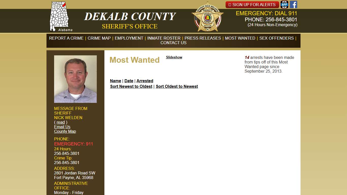 Most Wanted - DeKalb County Sheriff's Office - Fort Payne, Alabama